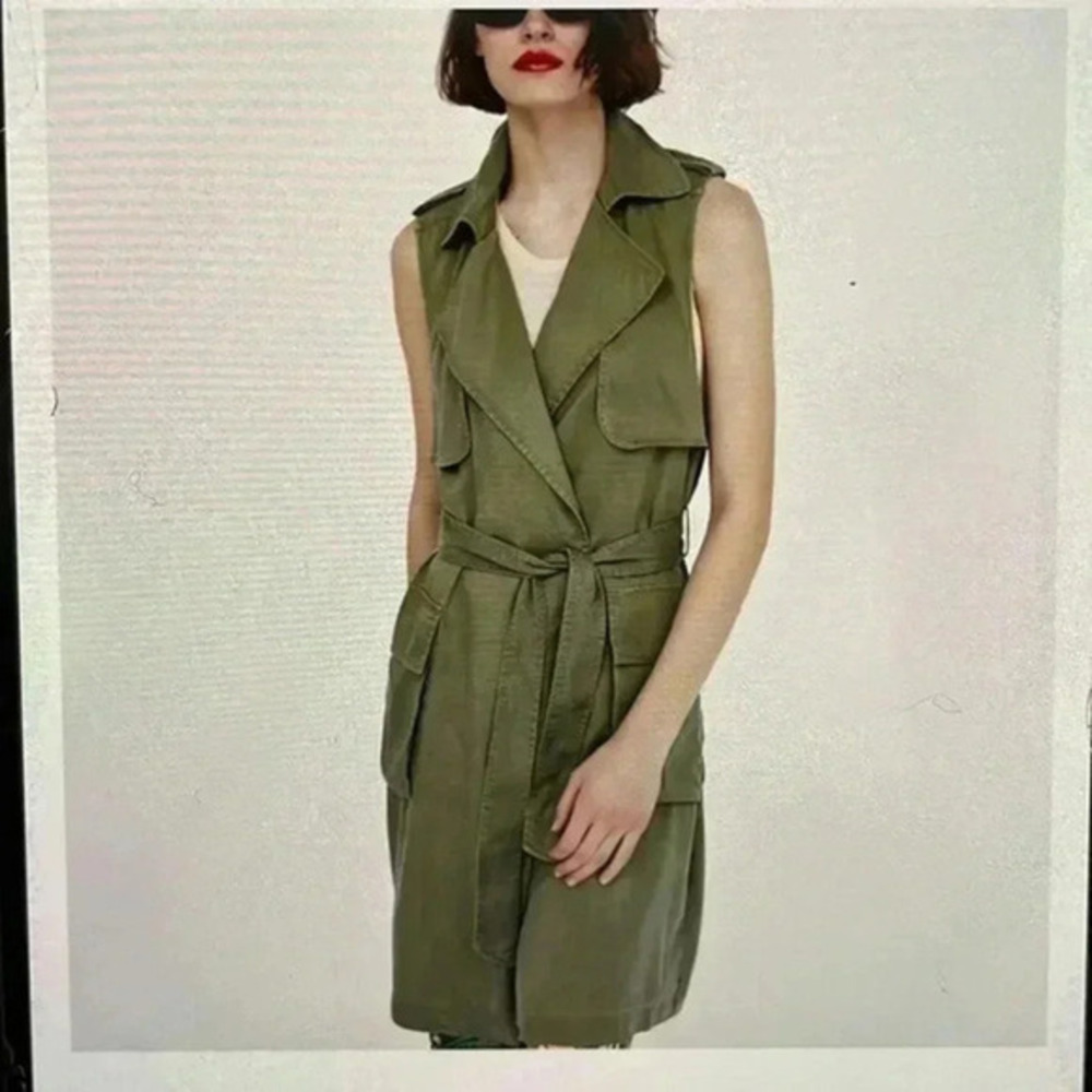 Zara olive Green‎ Vest with Belt